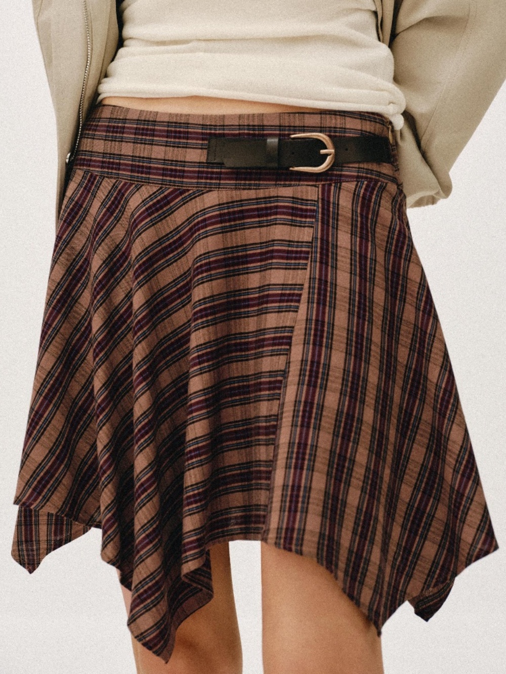 Zara Plaid Mini Skirt with Buckle / XS / NWT
